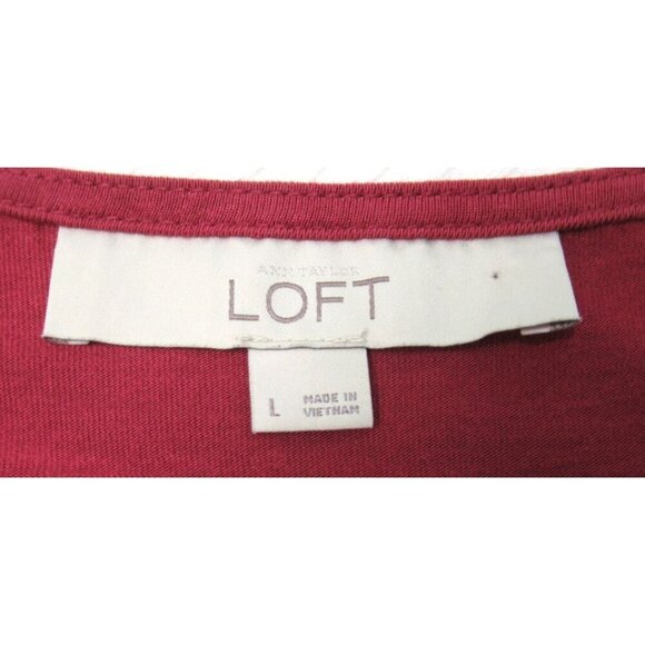 Ann Taylor LOFT Tank Top Women Size Large Wine Red Floral Crochet Overlay Lined - Picture 3 of 6